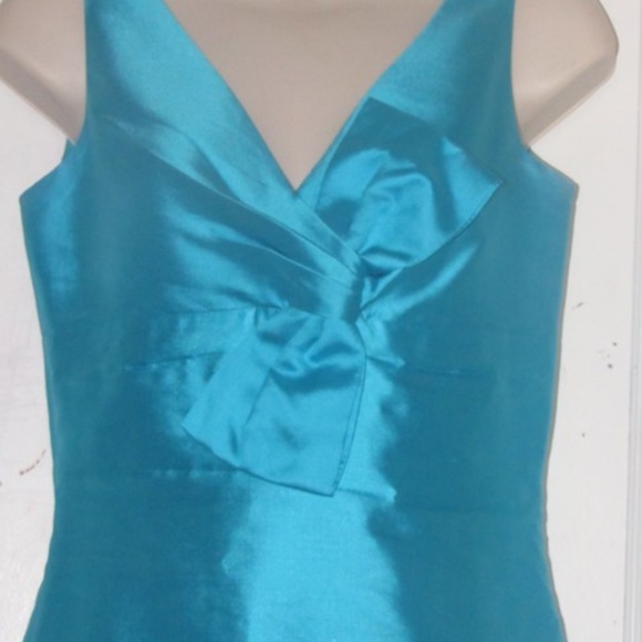 Retro Mid-century Turquoise Blue Teal Silk - Picture 3 of 7